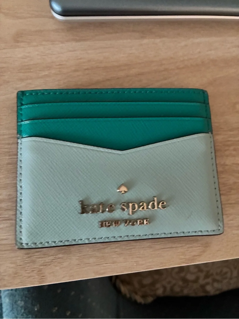 kate spade Mint and Teal Leather Card Case